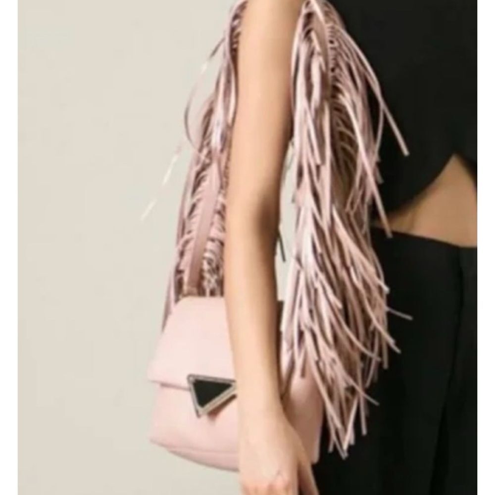 Sara Battaglia Calf Leather Teresa Shoulder Bag in Nude ~ Like New / New